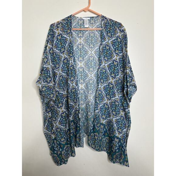 J. Jill Woman’s S-L Open Kimono Floral Geometric Lightweight Layering - Picture 1 of 7